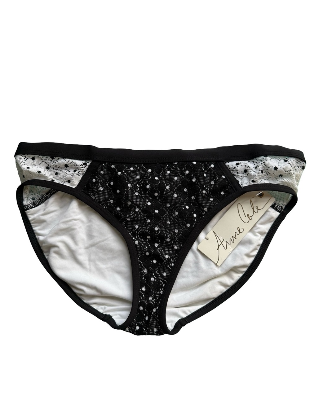 Anne Cole Black & White Crochet Lavender Bikini Bottom Size S NWT Beach